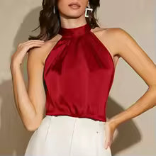 Tops cortos básicos cuello Halter