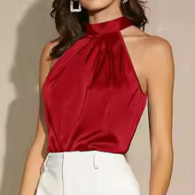 Tops cortos básicos cuello Halter